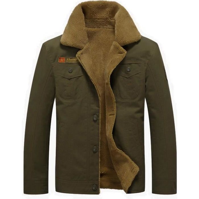 Manteau Homme Pardessus Laine Mi-long Caban Veste Chaud Vert