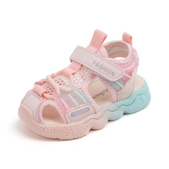 Sandales D’été Pour Bébés Filles Et Garçons – Semelle Souple Et Confortable Chaussures Plates Pour Nouveau Ne Semelle Antiderapante Douce Chaussures De Berceau Rose 1