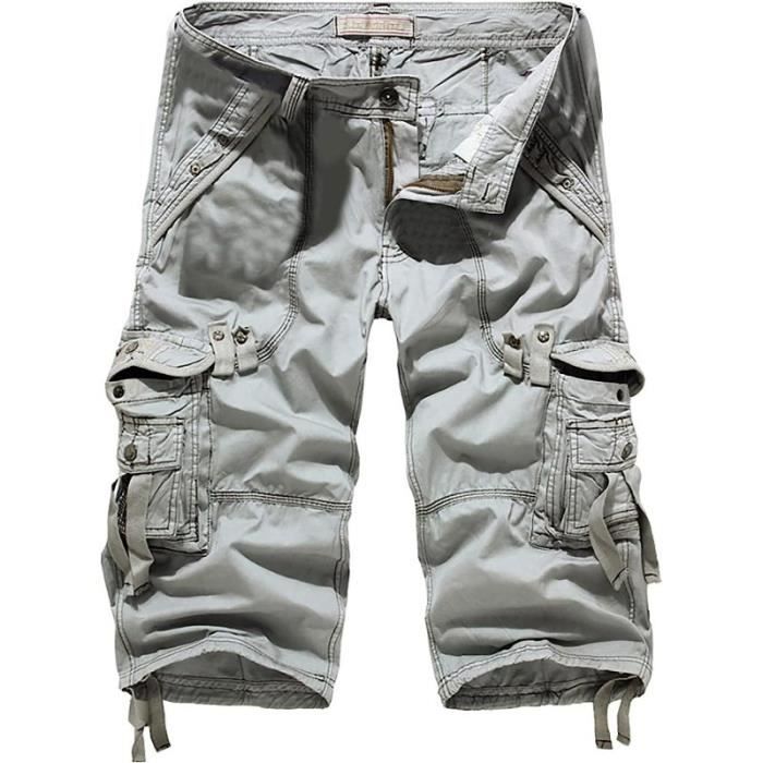 Shorts Cargo Homme été - Coupe Loose Avec Taille élastique - Multiples Poches - Taille S à 3XL - Coton/polyester