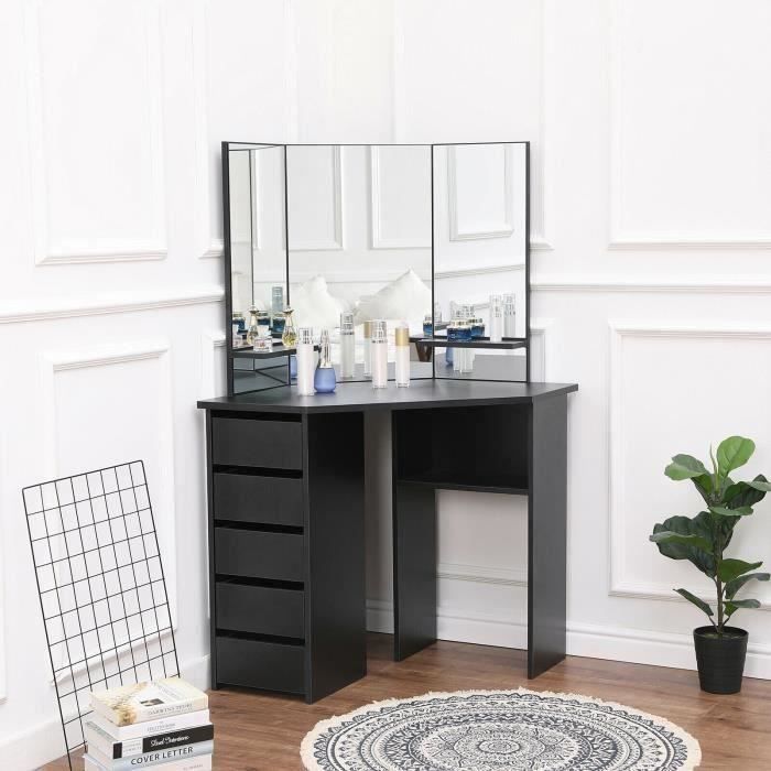 Coiffeuse d'angle noir  avec banc
