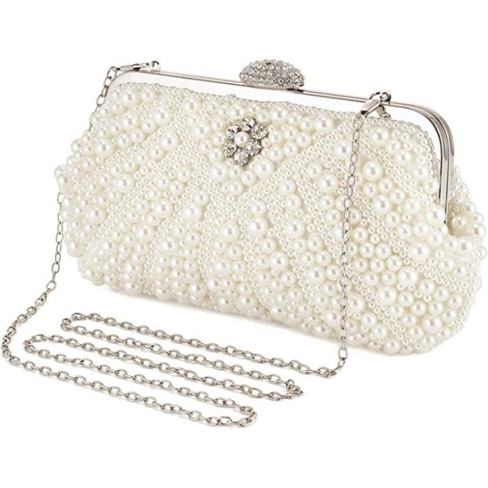 Pochette De Soirée Femme Argentée - Strass Et Paillettes - Pour Mariage