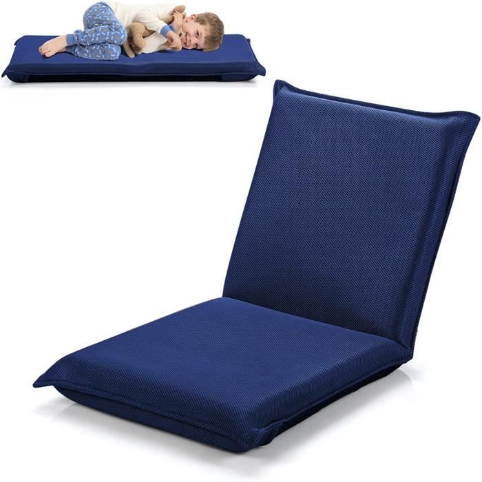 RELAX4LIFE Chaise de Sol Pliante avec Dossier Réglable en 6 Position, Tatami pour Lire&Jouer dans Salon/Chambre/Bureau, Bleu foncé