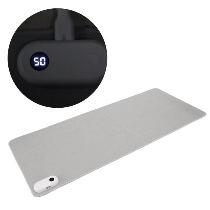 Tapis De Souris Chauffant 80x33 Cm - 5 Températures (30-50°C) - Affichage Numérique - Imperméable - Pour Bureau Hiver