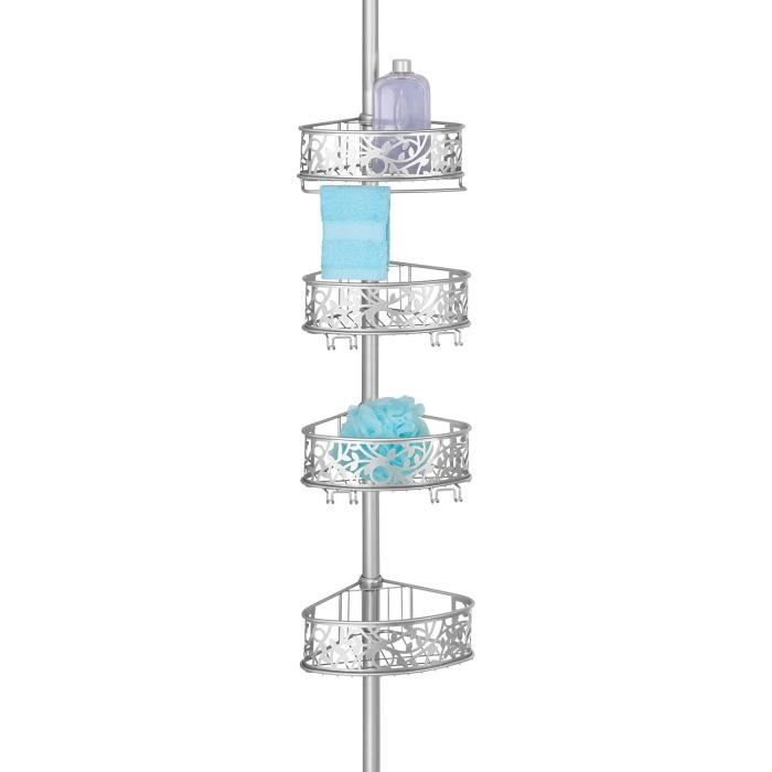 Étagère De Douche IDesign Neo 3 Niveaux - Rangement Salle De Bain En Métal Noir Mat Pour Shampoing, Gel Douche Et Savon