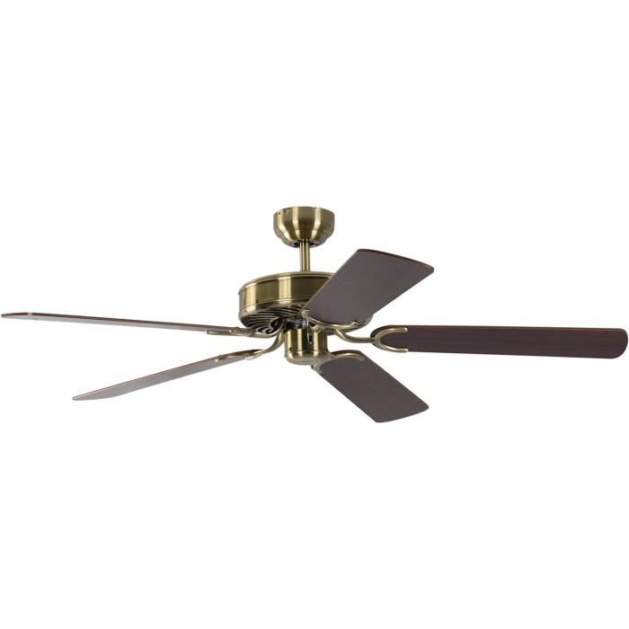Ventilateur De Plafond Hunter 107 Cm Laiton Antique - Moteur Silencieux WhisperWind - 3 Vitesses