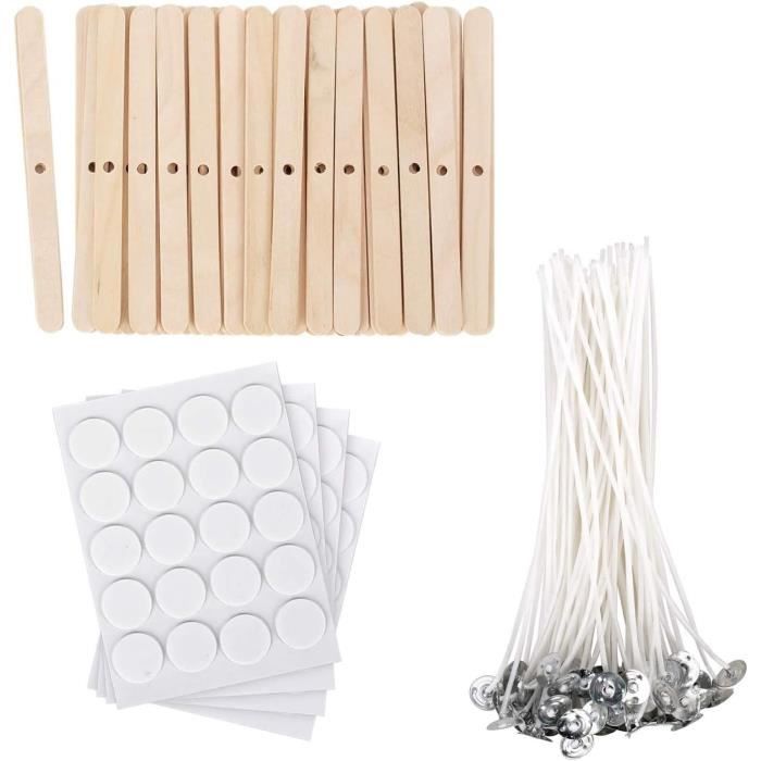 Kit Fabrication Bougies - 61m De Mèche Coton + 100 Supports Métalliques, Pour Cire De Soja, Paraffine, Abeille