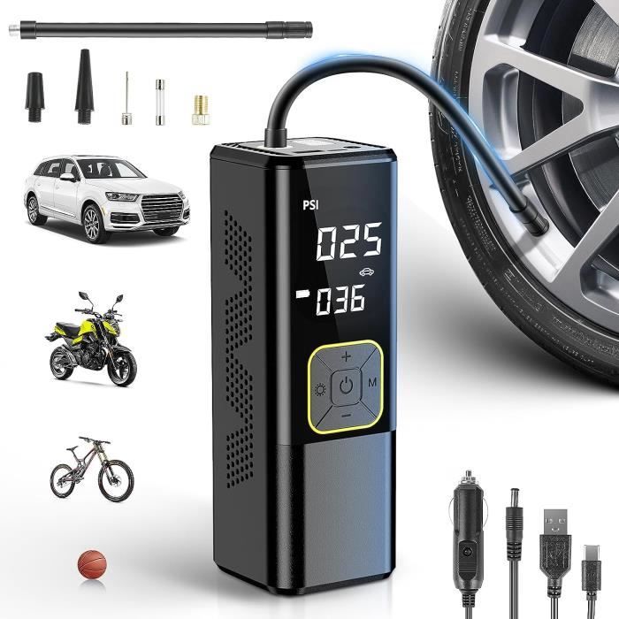 Gonfleur de pneu sans fil Voiture Compresseur D'air Électrique Pompe pour  Moto Vélo Voiture Bateau Automatique Air - Équipement auto