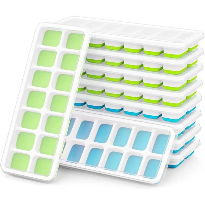 Lot De 4 Bac A Glacons Avec Couvercle Transparent - Bac A Glacon En