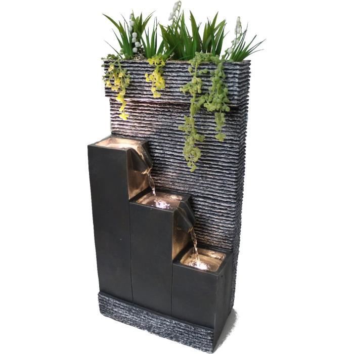 Fontaine D'Intérieur Cascade LED Feng Shui – Fontaine En Rocaille Avec Lumière Et Effet Relaxant Pour Salon, Bureau Ou Chambre