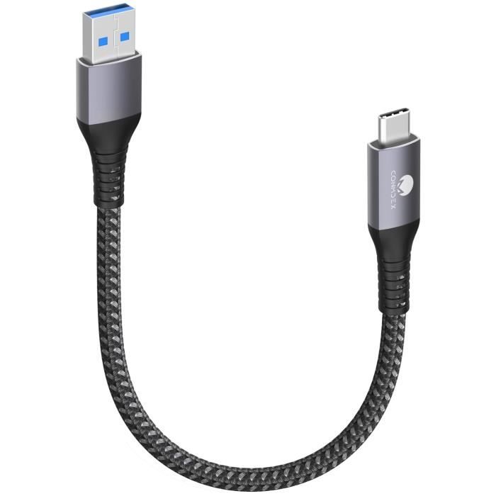DeleyCON 0,15m Câble USB-A Vers USB-C Court USB 3.0 5 Gbps