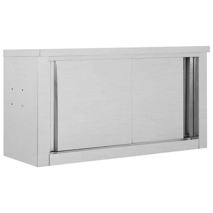 armoire de cuisine coulissante vidaxl 90x40x50 cm inox - contemporain - 2 portes