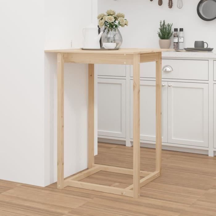Vidaxl 822182 Table de bar 80x80x110 cm Bois massif de pin Marron - vue 2