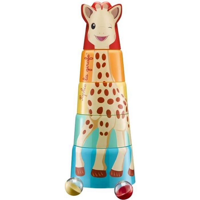 Jeu d'éveil 3 en 1 Sophie la Girafe - Tour magique de construction - VULLI - À partir de 10 mois - Plastique - Multicolore
