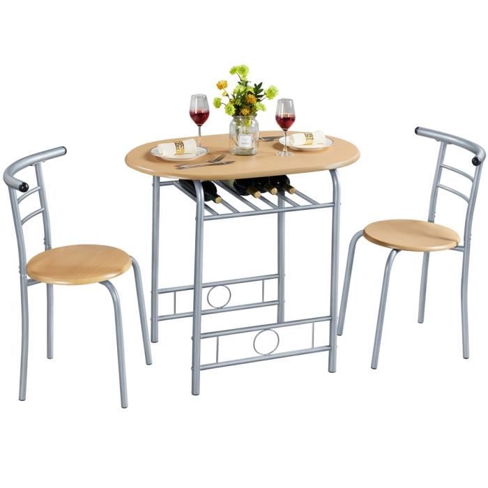 Ensemble Table et 2 Chaises, Set de Salle à Manger MDF, pour Cuisine, Petit Espace, Appartement, Jardin, Studio, Salon - Yaheetech