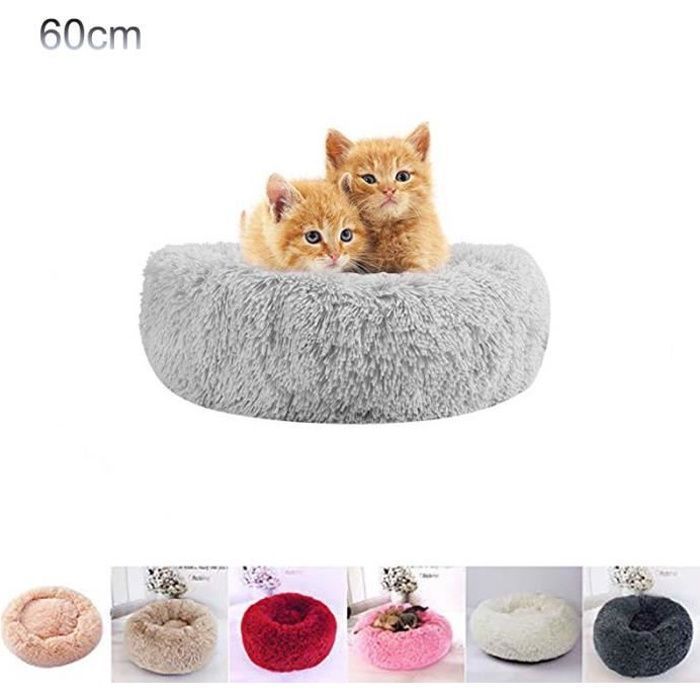 Comparer les prix de Panier Rond pour Chien et Chat en Peluche Douce et Confortable pour Dormir en Hiver - Gris Clair - 60cm