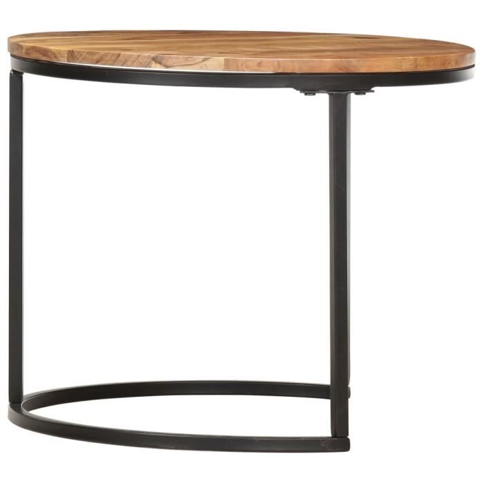 tables gigognes en bois d'acacia massif - yosoo - 2 pcs - rectangulaire - contemporain - design