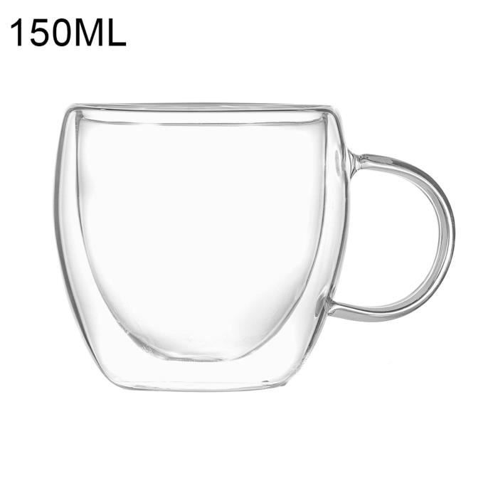 SERVICE A CAFE,150ML--Tasse en verre Borosilicate à Double paroi 2022, tasse  résistante à la chaleur, thé, lait, jus de citron, café - Cdiscount Maison