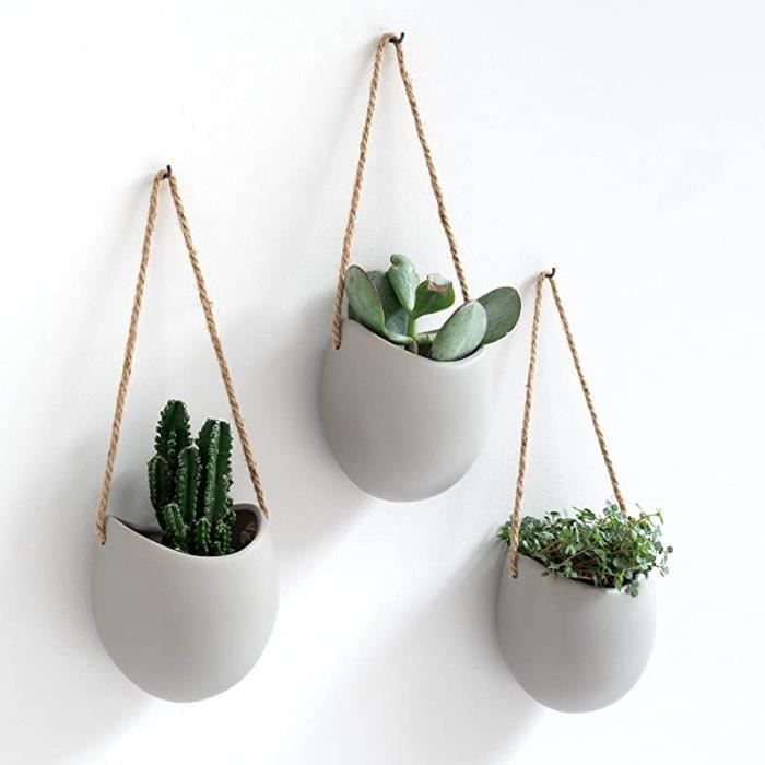 POPETPOP Lot De 2 Pots De Fleurs Muraux En Terre Cuite – Suspendus, Idéaux Pour Cactus, Plantes Grasses, Décoration Murale Intérieur Extérieur Balcon Jardin