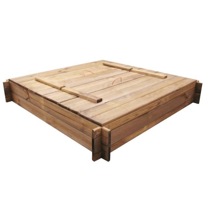 Bac à Sable Enfant Extérieur - Bois - 120 x 120 cm - Naturel - avec Bac à Sable Enfant Extérieur - Bois - 120 x 120 cm - Naturel - avec
