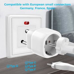 Adaptateur Voyage Inde - Type D, 2 Pièces, Blanc - Compatible Népal, Sri Lanka, Madagascar, 240V Max