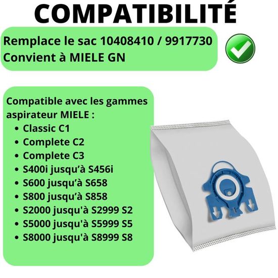 12x Staubsaugerbeutel Für Miele C1 C2 C3 + 4 Filter - Alternative Zu 9917730 GN