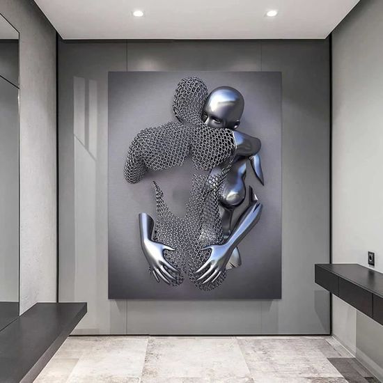 Poster Amoureux Noir et Blanc Calligraphie Chambre Adulte Peinture Tableau  Deco Moderne Impression sur Toile 40x50cm sans Cadre - Cdiscount Maison