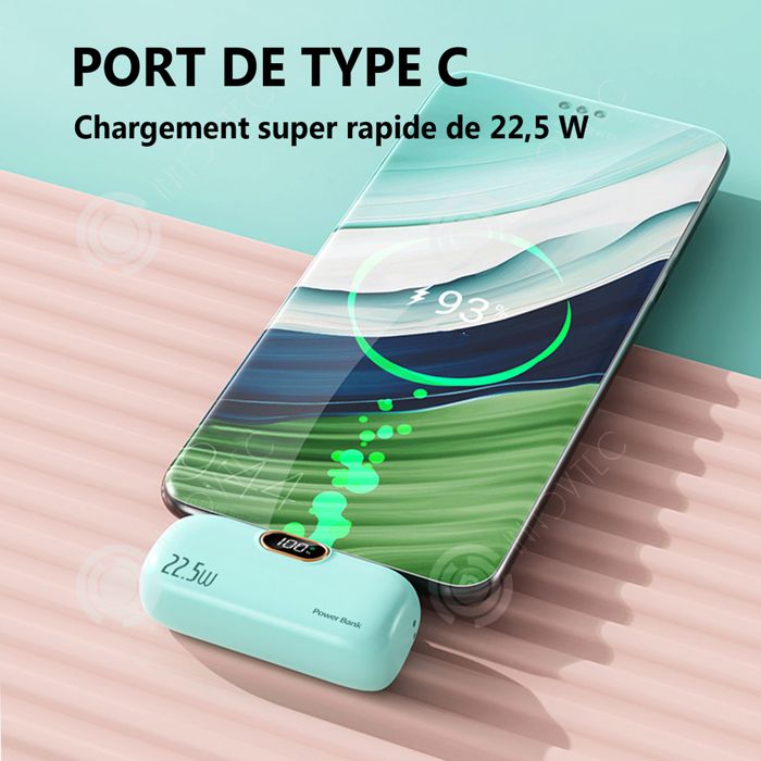 Batterie Externe Liboer 5000 MAh – Charge Rapide USB-C – Affichage LED – Compacte Et Légère