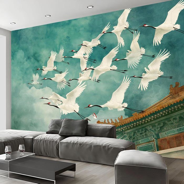 Papier Peints Panoramique Poster Geant Mural 3D Ciel De Grue Blanche ...