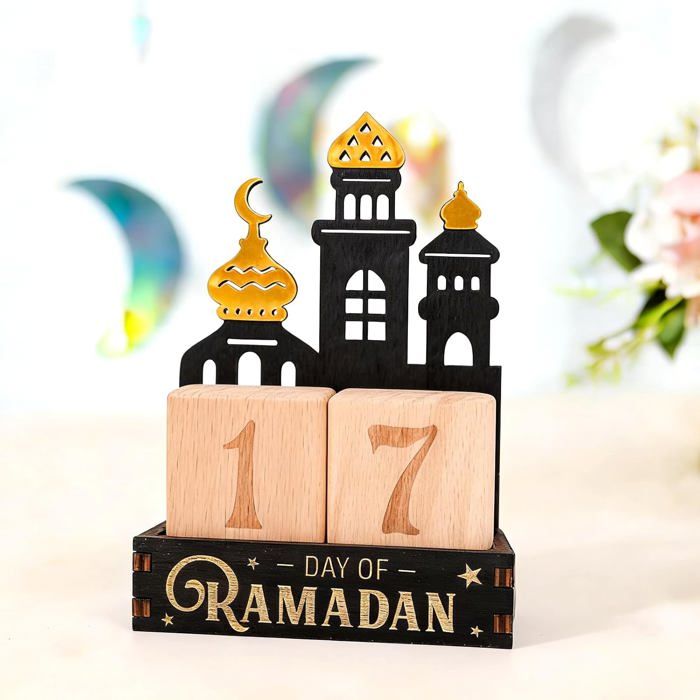 Ramadan Calendrier pour enfants, compte à rebours en bois Aïd Mubarak