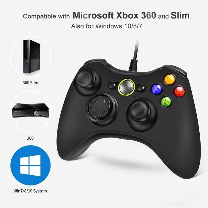 XBOX Manette Filaire Xbox 360 Avec Double Vibration Pour PC/ Xbox