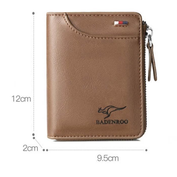 Portefeuille Cuir Homme DONBOLSO - Mince Avec Protection RFID - 11 Cartes - Marron Vintage
