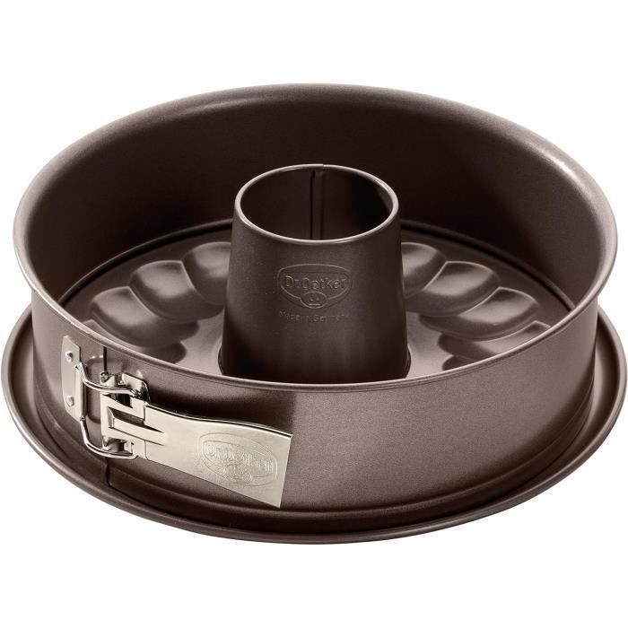 Moule à Charnière Dr. Oetker 24 Cm – 2 Fonds (Plat + Cheminée), Anti-Adhésif Qualité Pro