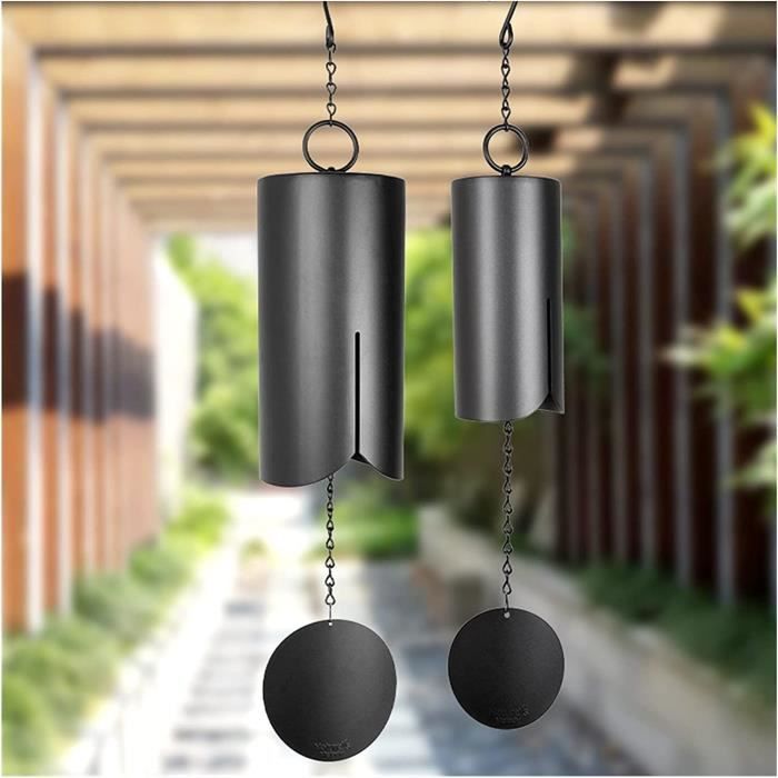 Carillon à Vent 65cm En Bois Et Aluminium - 6 Tubes Mélodieux, Décor Jardin Ou Patio - Cadeau Apaisant