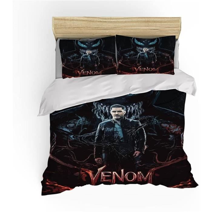 Housse De Couette Venom Chat - Parure De Lit 3 Pièces King (220x240cm), Imprimé 3D, Coton Tencel