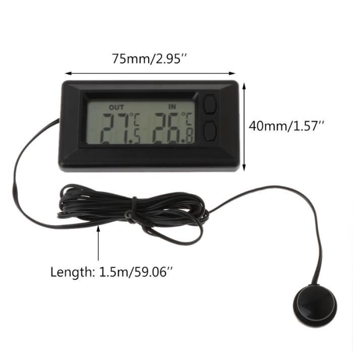 Thermomètre intérieur à écran LCD noir