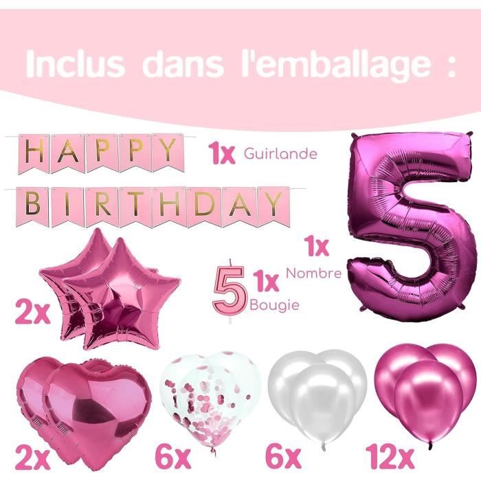 Ballons Papillon Décor De 5ème Anniversaire Pour Filles Ballons En Aluminium Papillon Rose Pour Décorations D'anniversaire De Mariage De Fête Sur Le Thème De Papillon