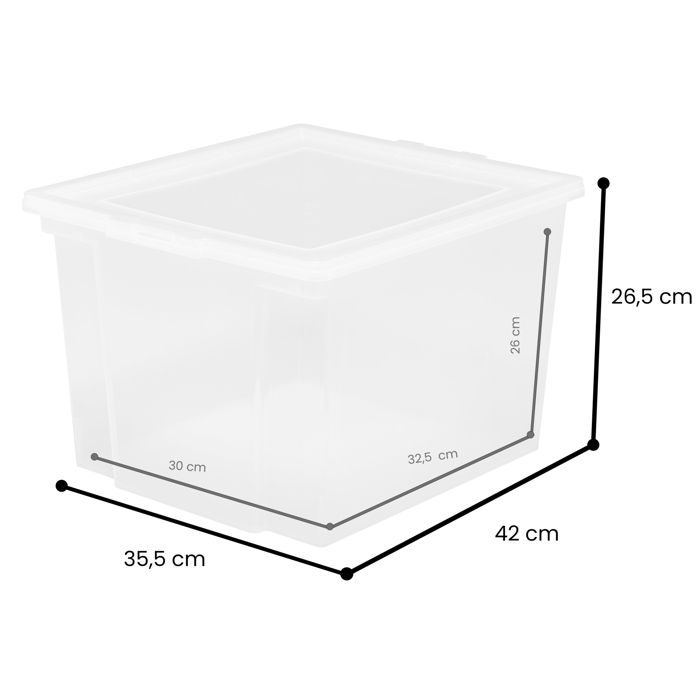 Lot De 6 Boîtes De Rangement Iris Ohyama 30L - Empilables, Transparentes Avec Couvercle, Idéales Dressing Et Garage