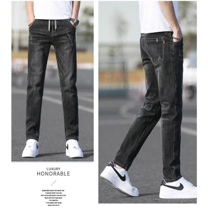 Pantalon Droit Jeans Homme Youlee - Taille Élastique Confortable - Bleu Foncé