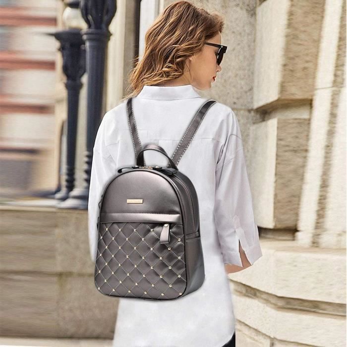 Sac à Dos Faux Cuir NICOLE&DORIS Pour Femme - Mini Sac Mode Vin Rouge, Bandoulière Réglable