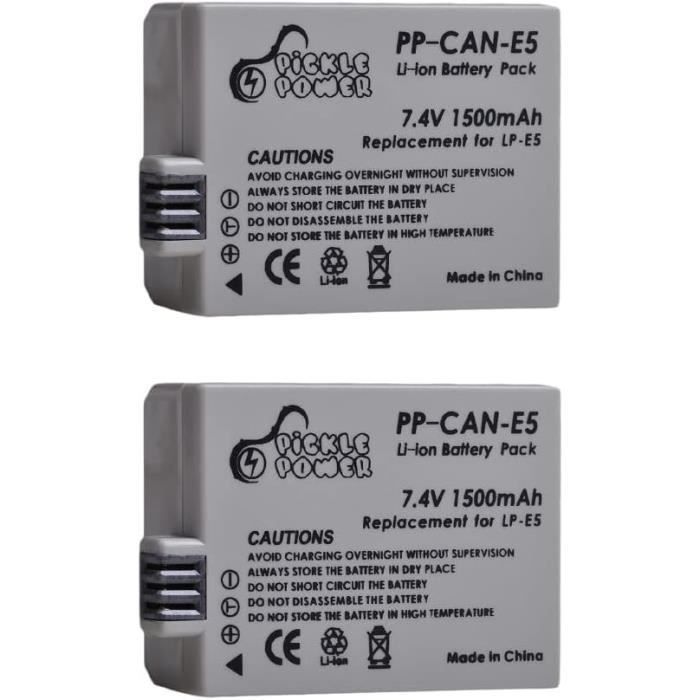IPrize 2x Batteria LP-E5 1500mAh + Caricatore USB Per Canon EOS 450D/500D/1000D, Rebel T1i/XS/XSi, Kiss X2/X3 - 4