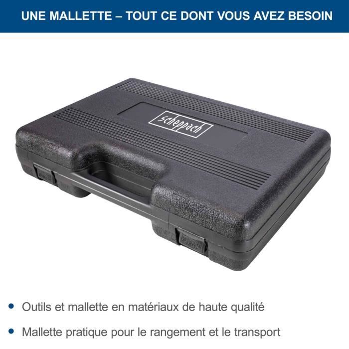 Scheppach TB200 Coffret à Outils En Aluminium Rempli De 141 Pièces | Mallette D'atelier équipée Avec Clé, Marteau, Pince, Tournevis, Boîte à Outils Pour Atelier Et Maison