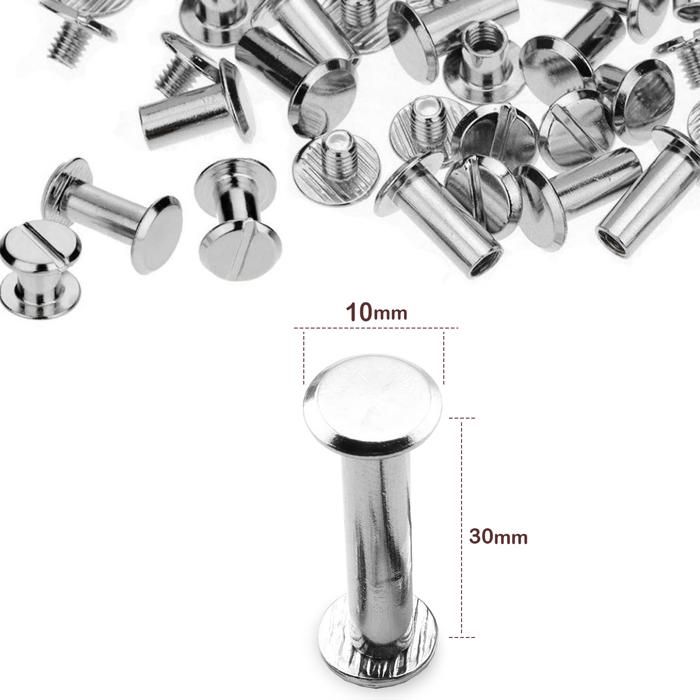 20 Rivets Chicago 9x15mm Nickel - Pour Cuir, Maroquinerie Et DIY