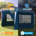 Izrielar Tonnelle de jardin réception avec parois latérales fenêtres  Fête Camping portable Bleue 3x3m TENTE DE DOUCHE-2