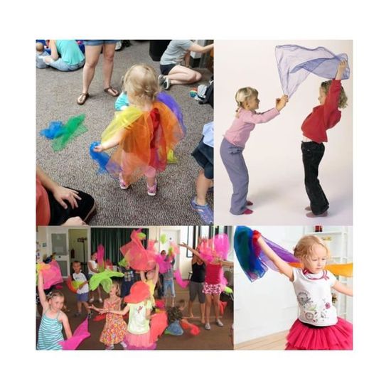 Dimoxii 20 Foulards Jonglage Multicolores 60x60 Cm – Tissu Soie Doux Pour Enfants, Danse, Magie, Cirque Et Jeux