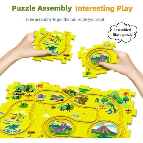 Charmofun Circuit Voiture 6 Styles – 24 Pièces Puzzle + 6 Voitures – DIY Piste De Course – Cadeau Enfant 3-7 Ans – éducatif