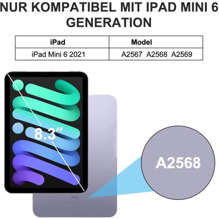 CWNOTBHY iPad Mini 6 Étui à clavier 2021, clavier sans fil amovible  rétro-éclairé avec couvercle mince et porte-crayon pour iPad Mini 6e