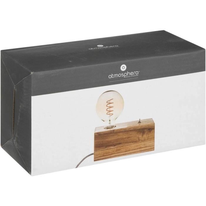 Lampe En Bois Patiné Cabeloh 55cm Blanc - Atmosphera Créateur D'Intérieur