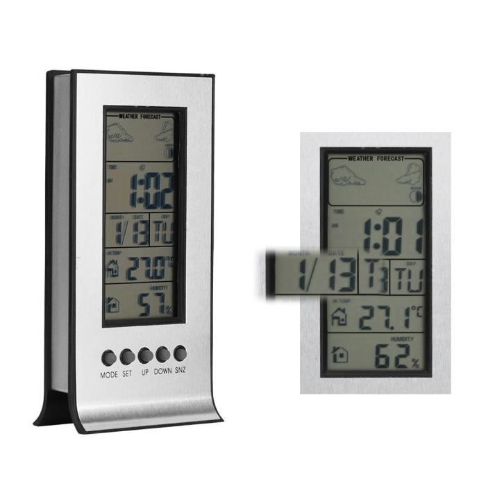 Électronique numérique LCD température humidité moniteur horloge  thermomètre hygromètre électronique intérieur maison météo prévision  horloge