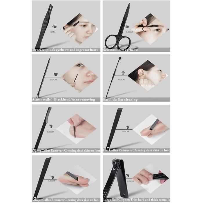 Kit Manucure Pédicure Professionnel 15 Pièces - Keiby Citom - Acier Inoxydable Jaune