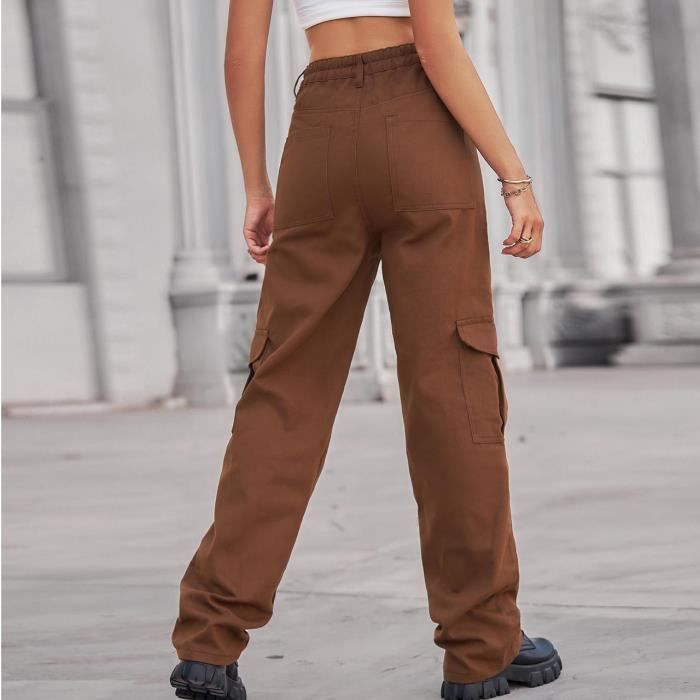 Pantalon Cargo Femme Pantalon Travail Femme Taille Haute Pantalon